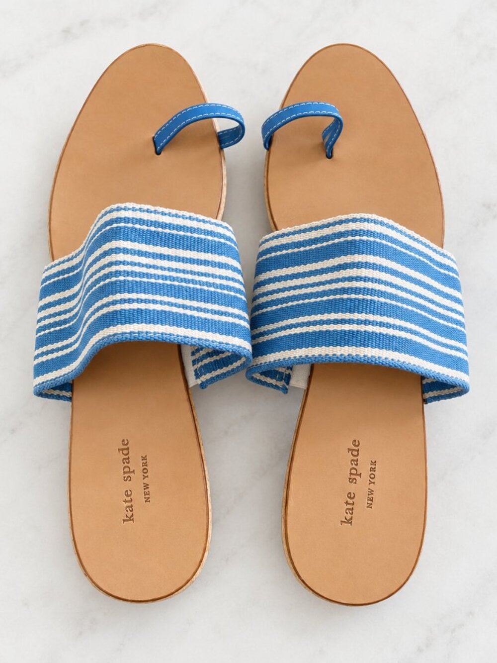 Kate Spade New York Blue White Striped Sandals